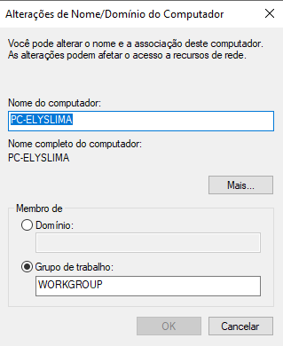 Trocando o nome do PC no Windows 10