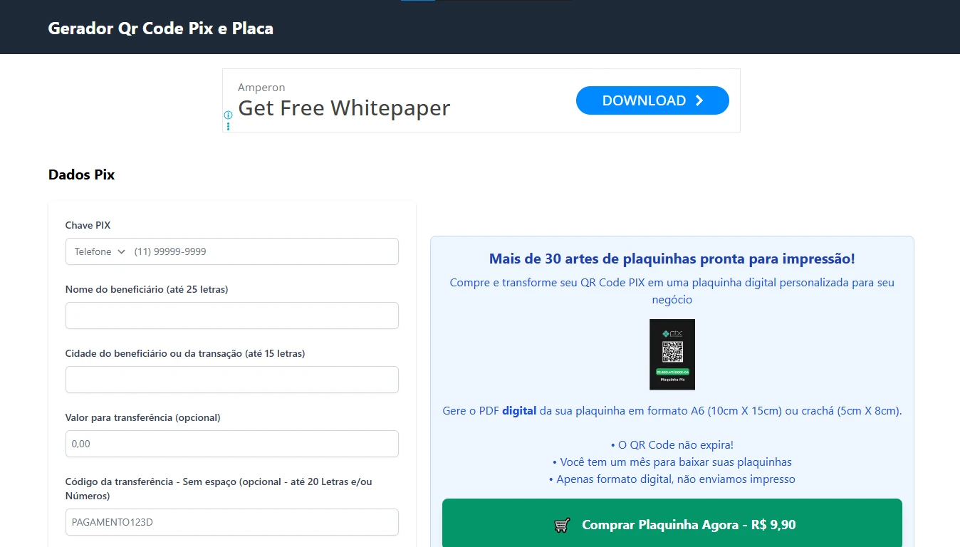 Site oficial do Gerador Qr Code Pix