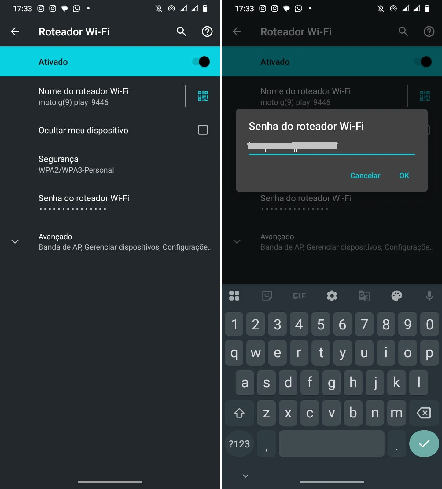 Configure o nome e a senha do seu roteador mobile