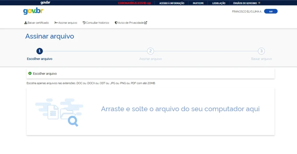 Como assinar documento pelo Gov.br
