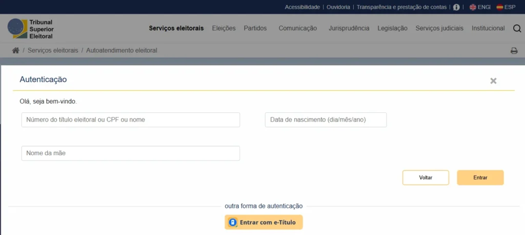 Formulario para saber onde votar